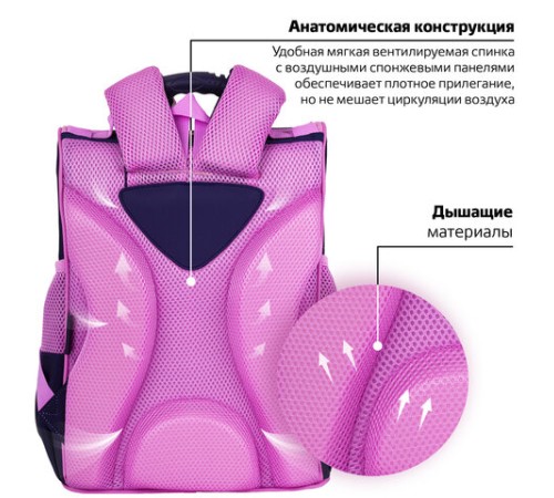 Ранец ПИФАГОР BASIC, 1 отделение, 3 кармана, эргономичная спинка, 