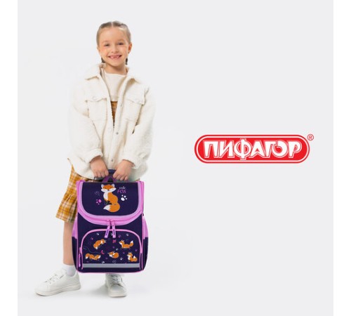 Ранец ПИФАГОР BASIC, 1 отделение, 3 кармана, эргономичная спинка, 