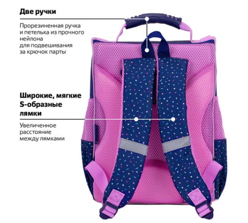 Ранец ПИФАГОР BASIC, 1 отделение, 3 кармана, эргономичная спинка, 