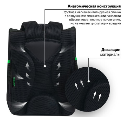 Ранец ПИФАГОР BASIC, 1 отделение, 3 кармана, эргономичная спинка, 