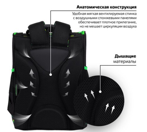 Ранец ПИФАГОР BASIC, 1 отделение, 3 кармана, эргономичная спинка, 