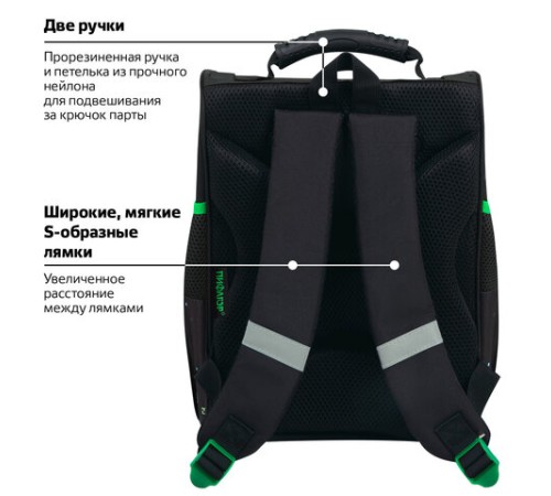 Ранец ПИФАГОР BASIC, 1 отделение, 3 кармана, эргономичная спинка, 