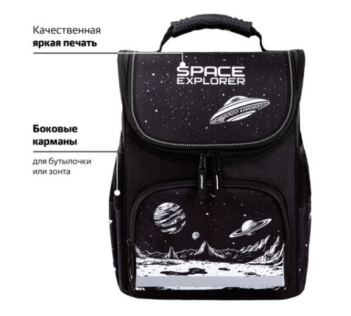 Ранец ПИФАГОР BASIC, 1 отделение, 3 кармана, эргономичная спинка, 