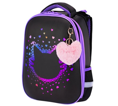 Ранец BRAUBERG SHINY, 2 отделения, с брелком, Pretty face, 38х28х14 см, 273142