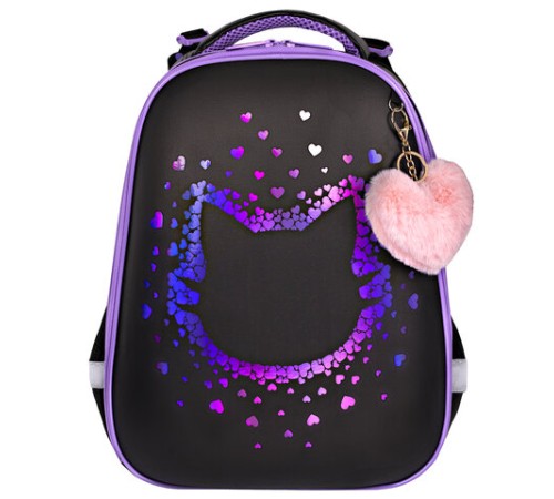 Ранец BRAUBERG SHINY, 2 отделения, с брелком, Pretty face, 38х28х14 см, 273142