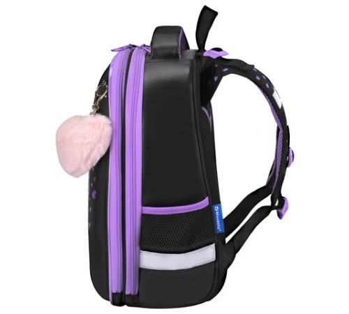 Ранец BRAUBERG SHINY, 2 отделения, с брелком, Pretty face, 38х28х14 см, 273142