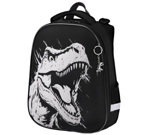 Ранец BRAUBERG SHINY, 2 отделения, с брелком, Scary dino, СВЕТЯЩИЙСЯ РИСУНОК, 38х28х14 см, 273143