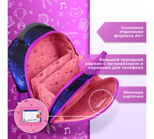 Ранец BRAUBERG KIDS STANDARD, 2 отделения, Fairy fox, 36х28х14 см, 273144