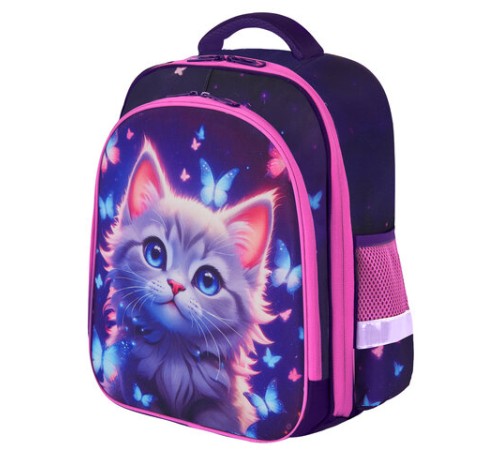 Ранец BRAUBERG KIDS STANDARD, 2 отделения, Curious cat, 36х28х14 см, 273145
