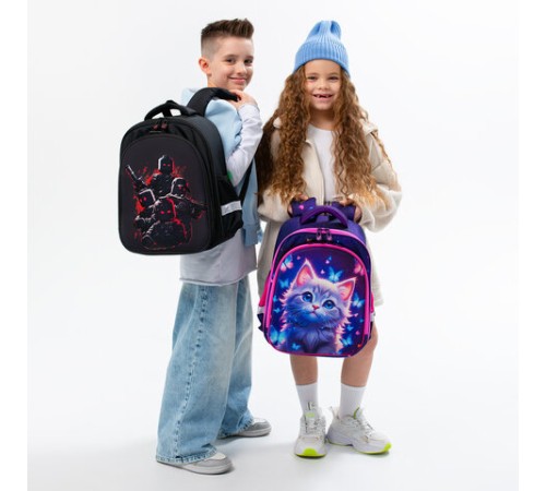 Ранец BRAUBERG KIDS STANDARD, 2 отделения, Curious cat, 36х28х14 см, 273145