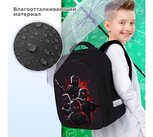 Ранец BRAUBERG KIDS STANDARD, 2 отделения, Terrible fighters, 36х28х14 см, 273146