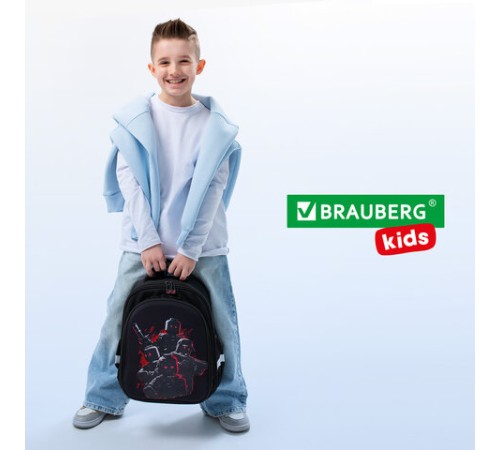 Ранец BRAUBERG KIDS STANDARD, 2 отделения, Terrible fighters, 36х28х14 см, 273146
