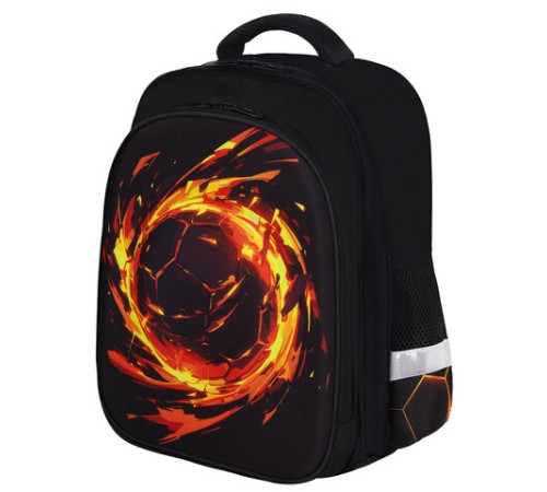 Ранец BRAUBERG KIDS STANDARD, 2 отделения, Fire split, 3D-панель, 36х28х14 см, 273147