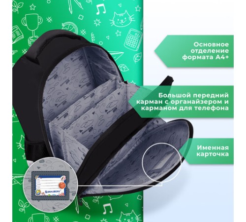 Ранец BRAUBERG KIDS STANDARD, 2 отделения, Fire split, 3D-панель, 36х28х14 см, 273147