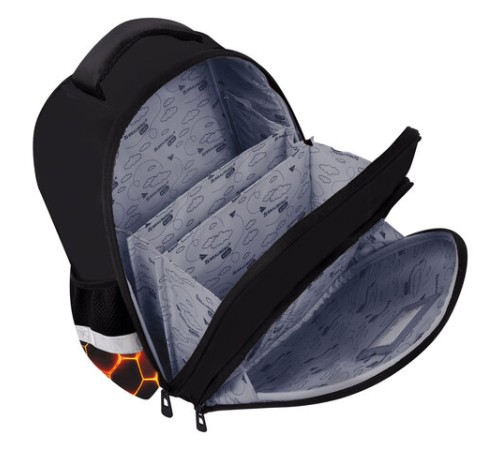 Ранец BRAUBERG KIDS STANDARD, 2 отделения, Fire split, 3D-панель, 36х28х14 см, 273147