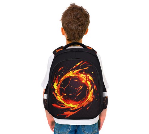 Ранец BRAUBERG KIDS STANDARD, 2 отделения, Fire split, 3D-панель, 36х28х14 см, 273147