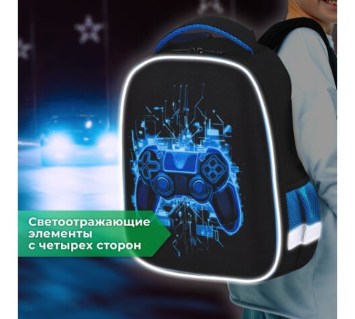 Ранец BRAUBERG KIDS START, 1 отделение, 2 кармана, Digital gamepad, 3D-панель, 35х26х13 см, 273152