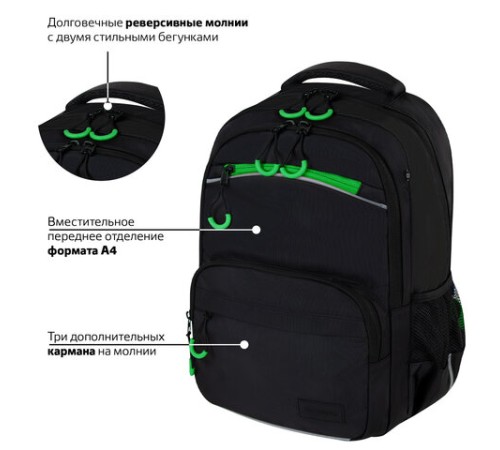 Рюкзак BRAUBERG FORCE, 2 отделения, 5 карманов, 