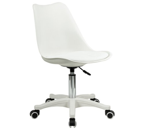 Кресло стул BRABIX "Eames MG-310 PL", пластик белый, экокожа белая, 532926