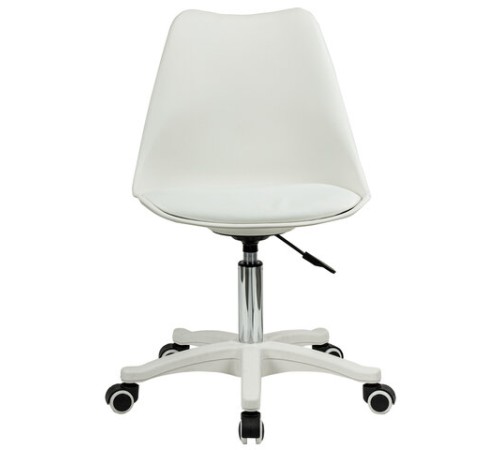Кресло стул BRABIX "Eames MG-310 PL", пластик белый, экокожа белая, 532926