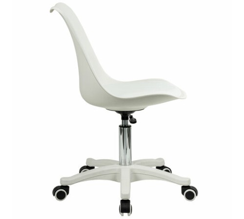 Кресло стул BRABIX "Eames MG-310 PL", пластик белый, экокожа белая, 532926
