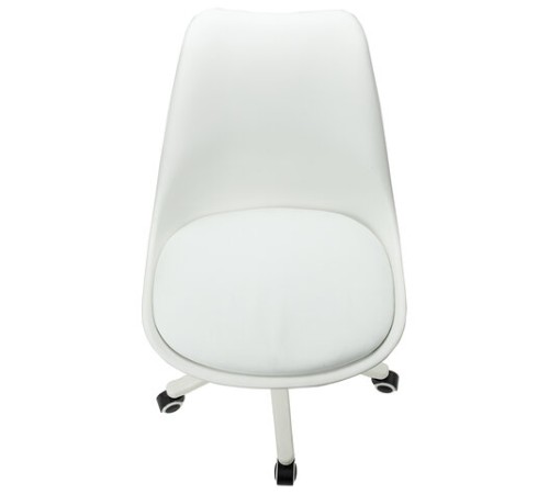 Кресло стул BRABIX "Eames MG-310 PL", пластик белый, экокожа белая, 532926