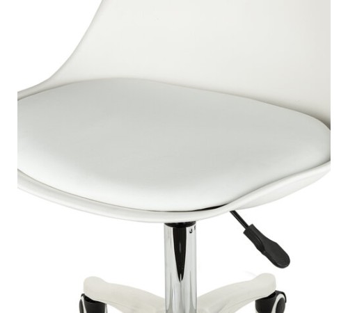 Кресло стул BRABIX "Eames MG-310 PL", пластик белый, экокожа белая, 532926