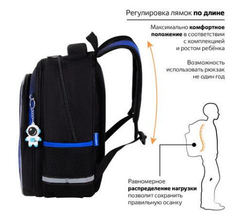 Рюкзак BRAUBERG OPTIMA, 2 отделения, с брелоком, 