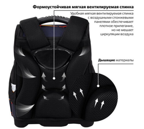 Ранец ЮНЛАНДИЯ WISE, 1 отделение, 3 кармана, устойчивое дно, Volcano split, 37х29х15 см, 273162