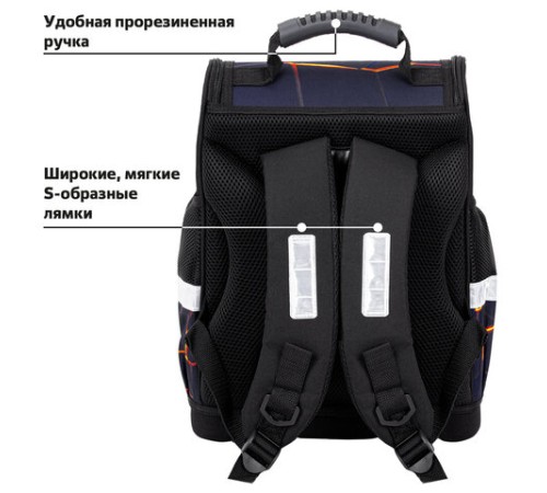 Ранец ЮНЛАНДИЯ WISE, 1 отделение, 3 кармана, устойчивое дно, Volcano split, 37х29х15 см, 273162