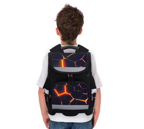 Ранец ЮНЛАНДИЯ WISE, 1 отделение, 3 кармана, устойчивое дно, Volcano split, 37х29х15 см, 273162