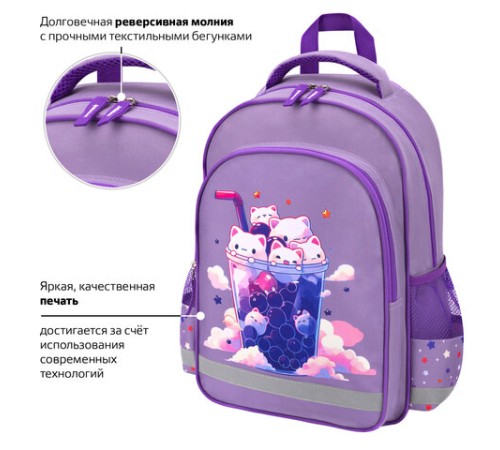 Рюкзак ПИФАГОР SCHOOL, 1 отделение, 3 кармана, 