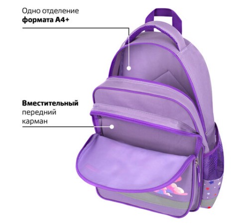 Рюкзак ПИФАГОР SCHOOL, 1 отделение, 3 кармана, 