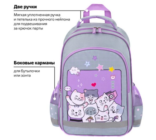 Рюкзак ПИФАГОР SCHOOL, 1 отделение, 3 кармана, 