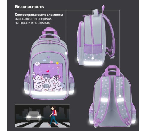 Рюкзак ПИФАГОР SCHOOL, 1 отделение, 3 кармана, 