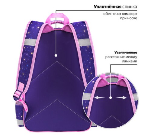 Рюкзак ПИФАГОР SCHOOL, 1 отделение, 3 кармана, 