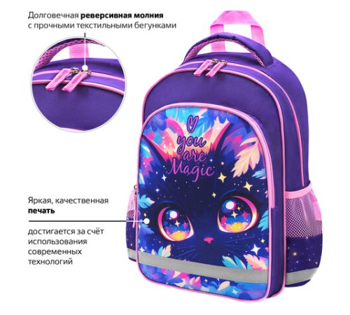 Рюкзак ПИФАГОР SCHOOL, 1 отделение, 3 кармана, 