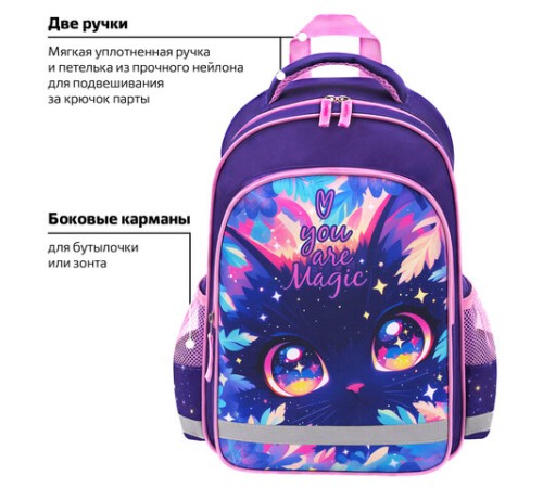 Рюкзак ПИФАГОР SCHOOL, 1 отделение, 3 кармана, 