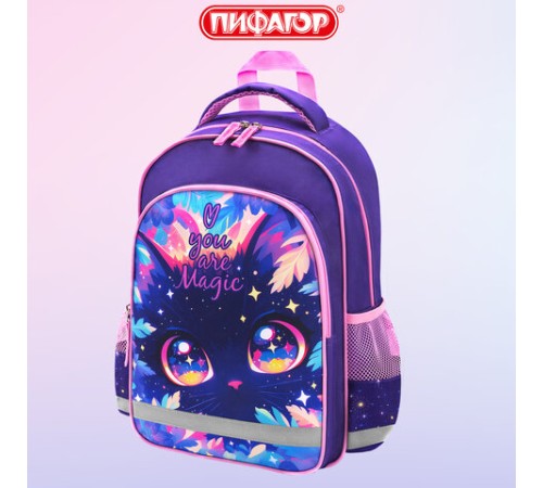 Рюкзак ПИФАГОР SCHOOL, 1 отделение, 3 кармана, 