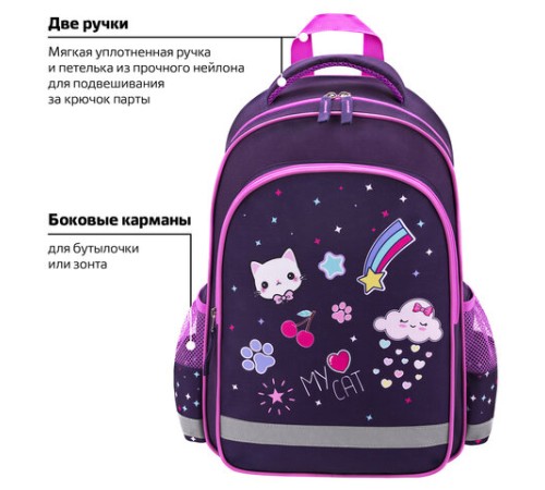 Рюкзак ПИФАГОР SCHOOL, 1 отделение, 3 кармана, 