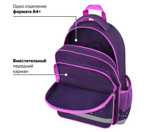 Рюкзак ПИФАГОР SCHOOL, 1 отделение, 3 кармана, 