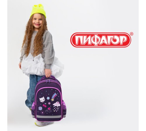 Рюкзак ПИФАГОР SCHOOL, 1 отделение, 3 кармана, 