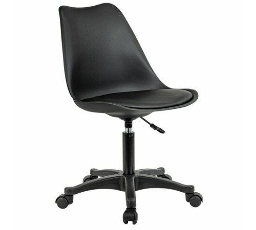 Кресло стул BRABIX "Eames MG-310 PL", пластик черный, экокожа черная, 532927