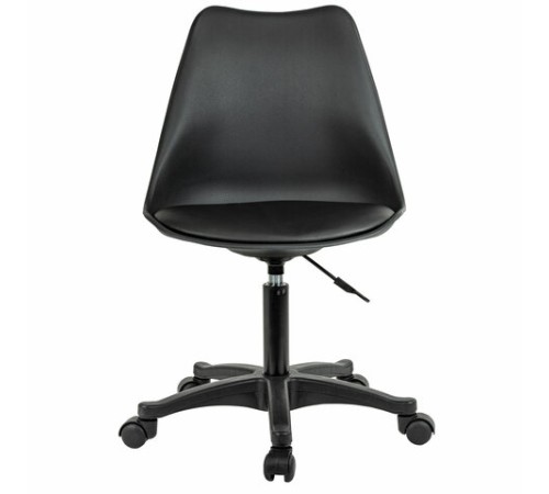 Кресло стул BRABIX "Eames MG-310 PL", пластик черный, экокожа черная, 532927