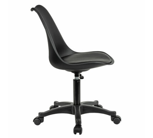 Кресло стул BRABIX "Eames MG-310 PL", пластик черный, экокожа черная, 532927