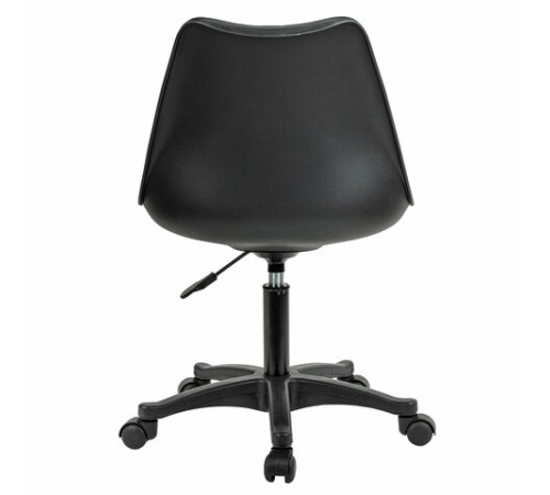Кресло стул BRABIX "Eames MG-310 PL", пластик черный, экокожа черная, 532927
