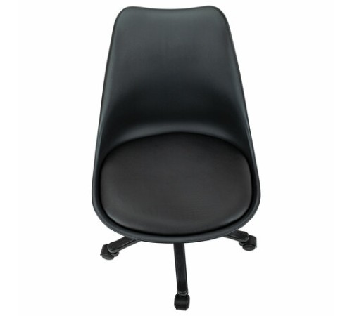 Кресло стул BRABIX "Eames MG-310 PL", пластик черный, экокожа черная, 532927
