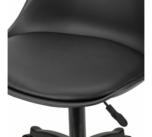 Кресло стул BRABIX "Eames MG-310 PL", пластик черный, экокожа черная, 532927