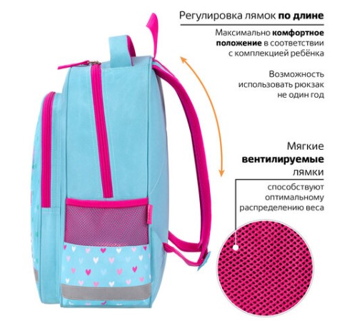 Рюкзак ПИФАГОР SCHOOL, 1 отделение, 3 кармана, 