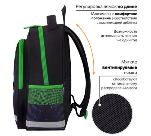 Рюкзак ПИФАГОР SCHOOL, 1 отделение, 3 кармана, 